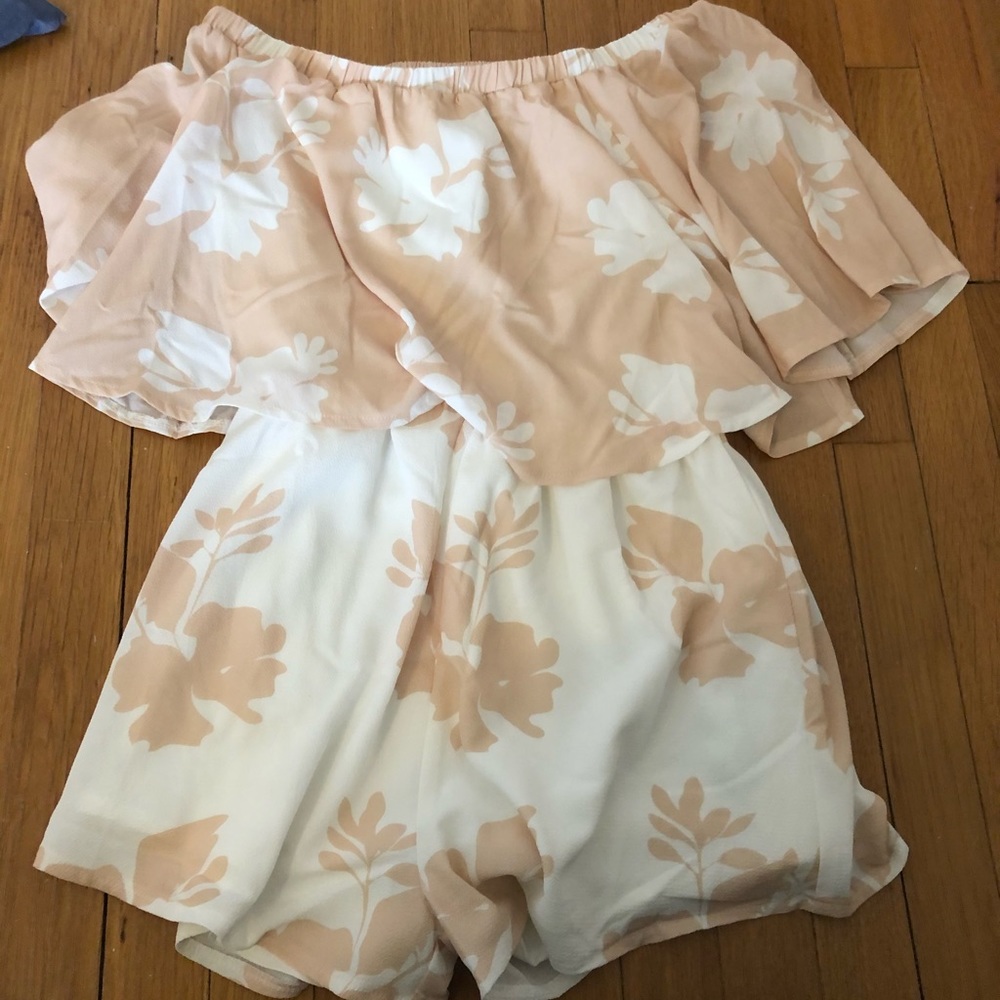 Cream and white romper never worn with tags